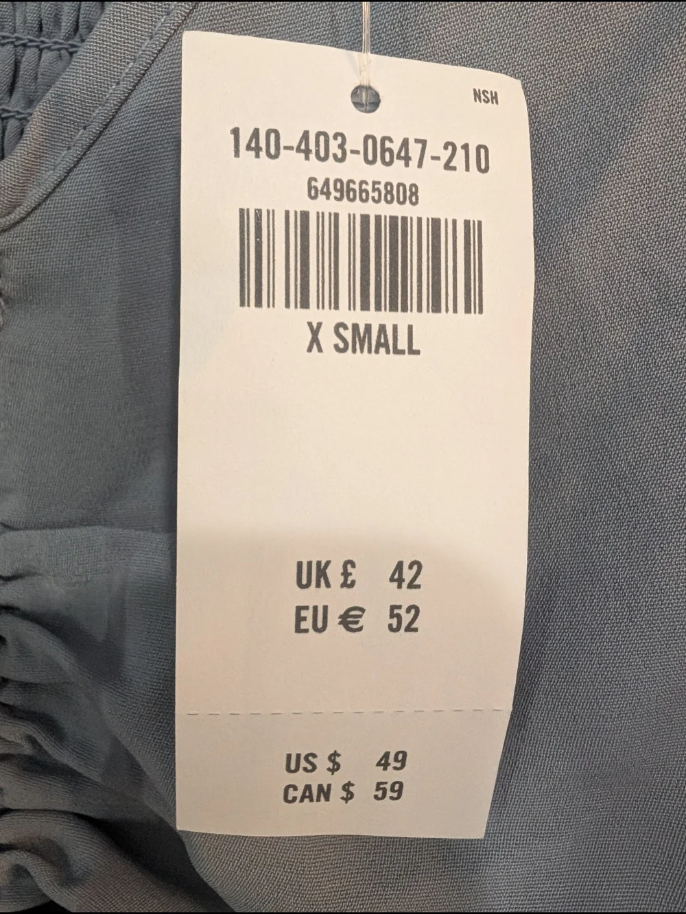 New Abercrombie & Fitch Slate Blue Smocked Ruched V-Neck Puff Sleeve Blouse XS